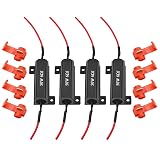 AUXLIGHT 4Pcs Quality 50W 6ohm Load Resistors - Fix LED Turn Signal Blinker/Error Code (Resistors get very hot during working) - Black