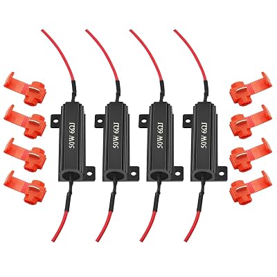 AUXLIGHT 4Pcs Quality 50W 6ohm Load Resistors - Fix LED Turn Signal Blinker/Error Code (Resistors get very hot during working) - Black