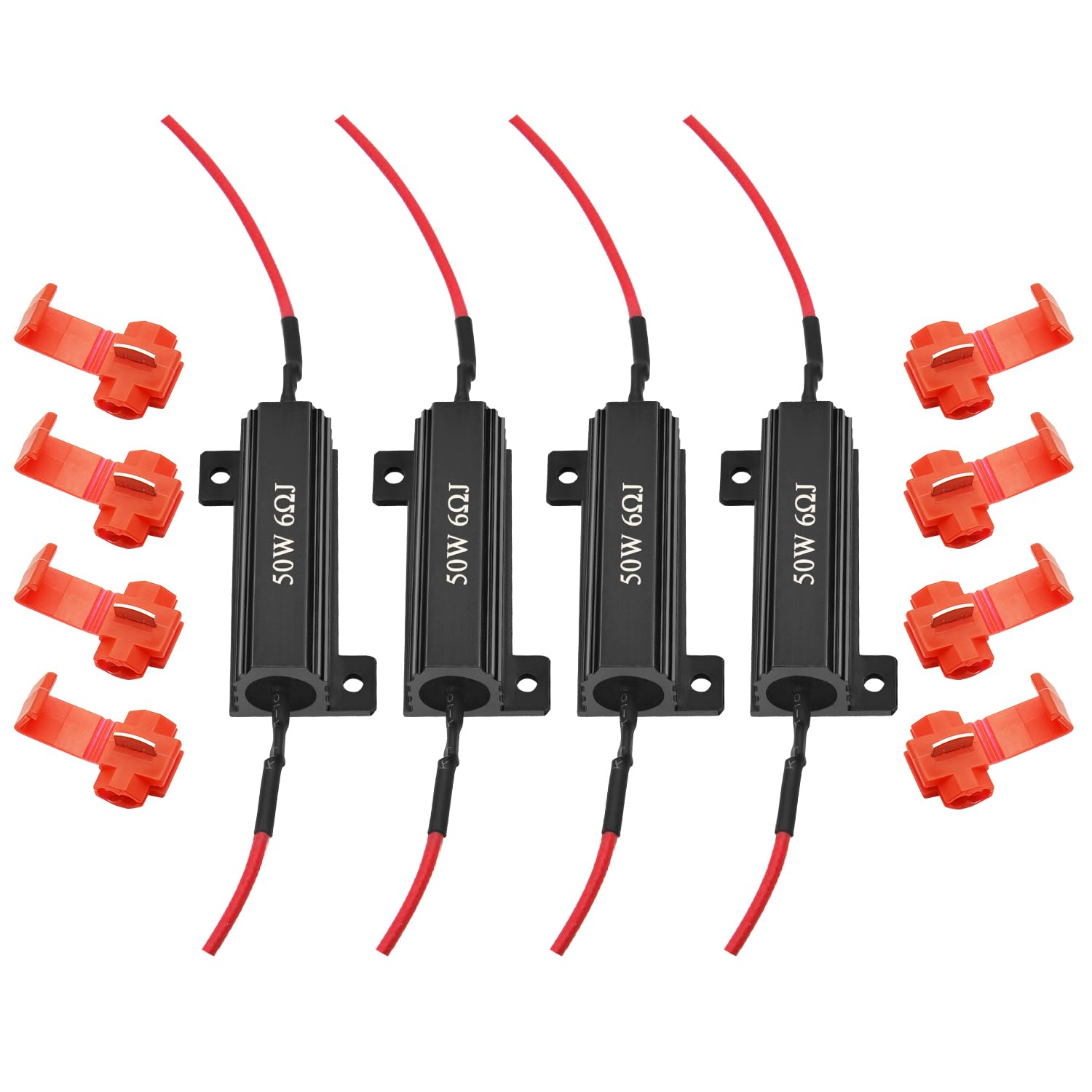 Photo 1 of AUXLIGHT 4Pcs Quality 50W 6ohm Load Resistors - Fix LED Turn Signal Blinker/Error Code (Resistors get very hot during working) - Black