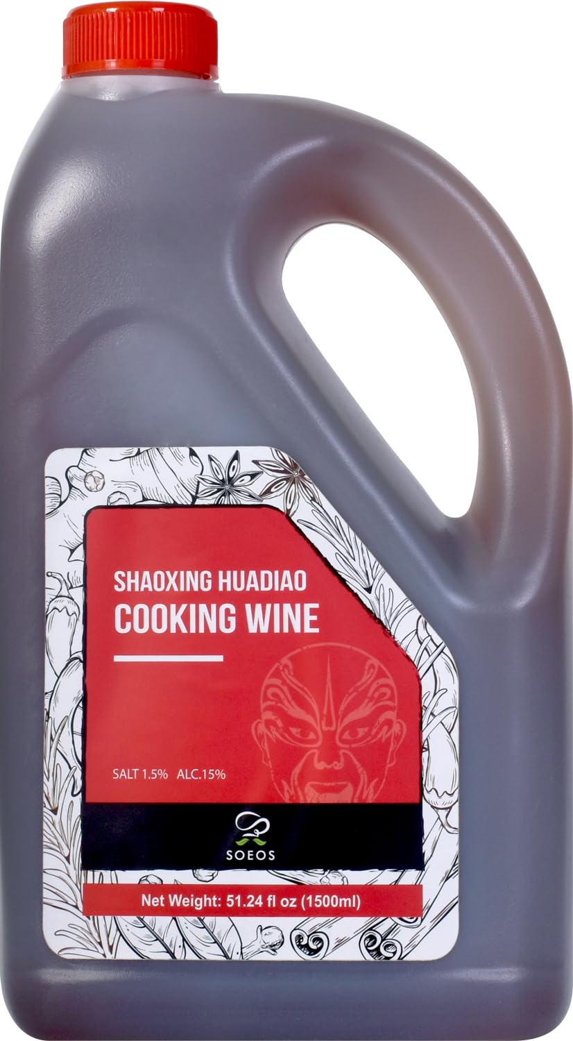 Photo 1 of Soeos Shaoxing Cooking Wine, 51.24oz (1500ml), Chinese Cooking Wine, Shaoxing Hua Diao Cooking Wine, Premium Cooing Wine for Asian-Style Cooks