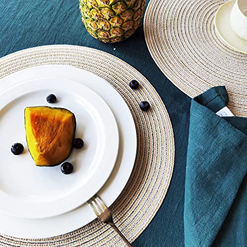 Smaafit Round Braided Placemats,Set of 6 Table Place Mats for Round Dining Tables,15 inches