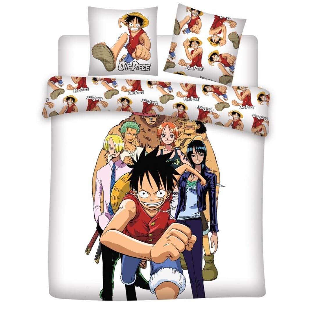 One Piece Team Double Bedding Set, Duvet Cover 240 x 220 cm + 2 Pillowcases 65 x 65 cm, Polycotton