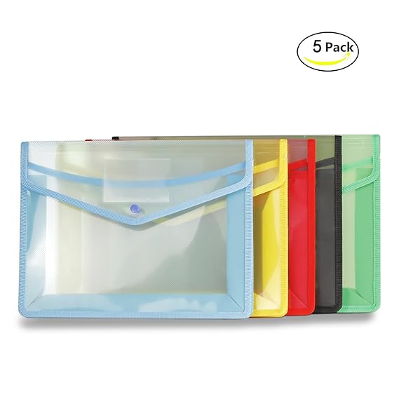 Plastic Wallets, A4 Popper Wallets Plastic Document Folder Premium Poly