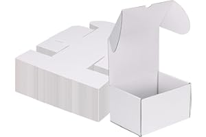 MEBRUDY 7x5x4 Inch Shipping Boxes Pack of 50, White Small Corrugated Cardboard Box for Mailing Packing Literature Mailer