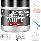 Leather Recoloring Balm,8.5oz Leather Color Restorer,White Leather Repair kit for Furniture and Car Interior,Leather Couch Scratch Repair,Leather Dye Paint for Faded,Cracked and Damaged Leather