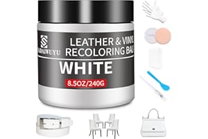 SHADAIWUYU Leather Recoloring Balm,8.5oz Leather Color Restorer,White Leather Repair kit for Furniture and Car Interior,Leather Couch Scratch Repair,Leather Dye Paint for Faded,Cracked and Damaged Leather