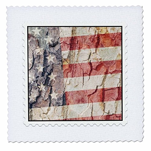 3dRose qs_28141_1 American Flag Postage Stamp-Quilt Square, 10 by 10-Inch