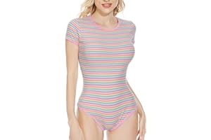 CutiePlusU Cotton Button Crotch Bodysuit Onesie Pajamas Romper Stripe