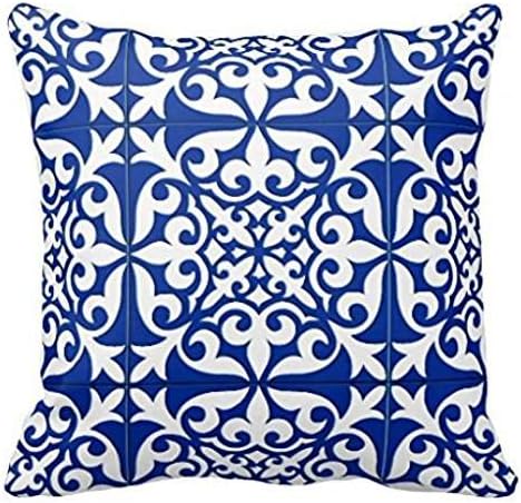 Moroccan Tile Cobalt Blue And White R2c2c4beac2b141b49d19f2e2237e639b I5fqz 8byvr Pillow Case 18" * 18"