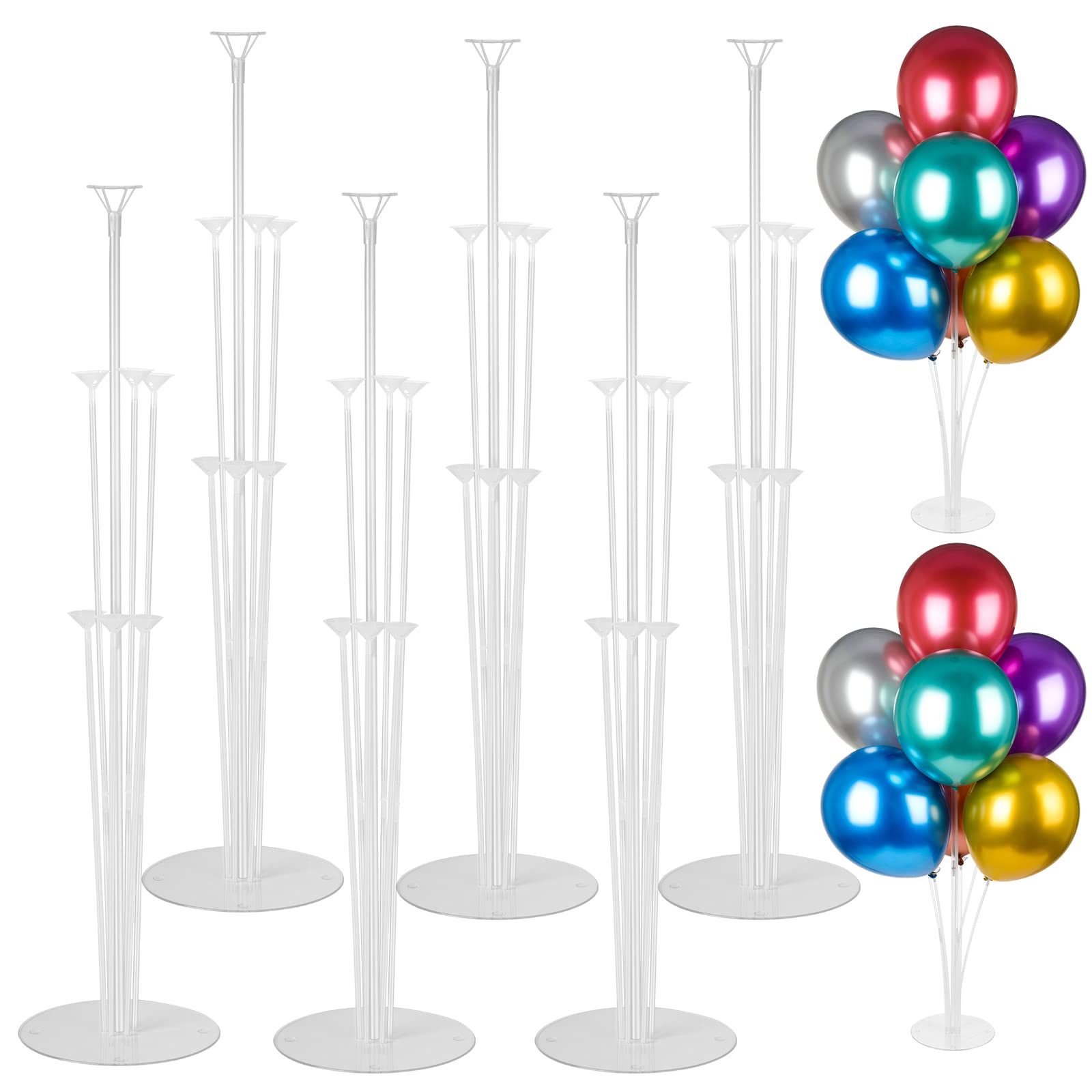 Photo 1 of Voircoloria 6 Sets Balloon Stand Kits, Balloon Sticks Holders with Base for Table Graduation Birthday Baby Shower Gender Reveal Party Decorations