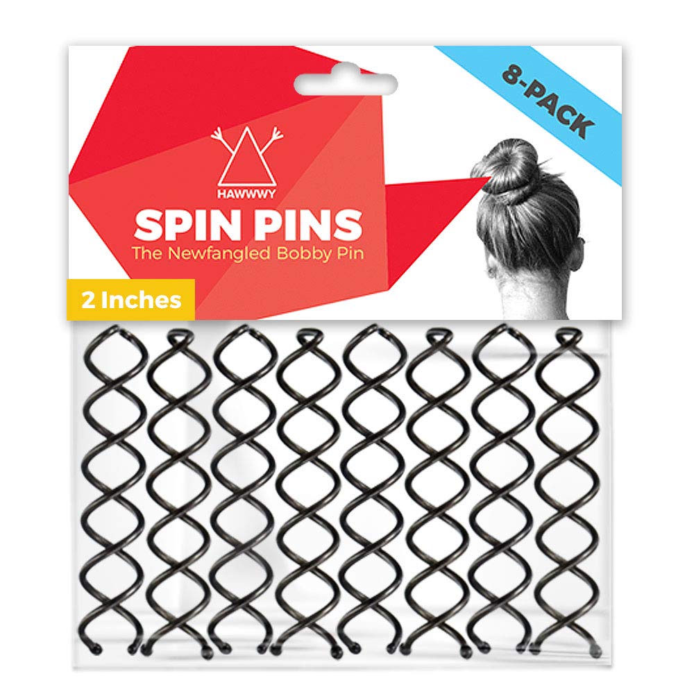 Hawwwy Spiral Bobby Pins 8 Pack Spin Pins, Easy & Fast Bun Maker Twist Hair Pins for Women Kids, Updo Hair Accessories, Messy Bun Tool, Perfect Small Bun Bobbypins Bobbie Fashion (Black 2 Inches) : Beauty