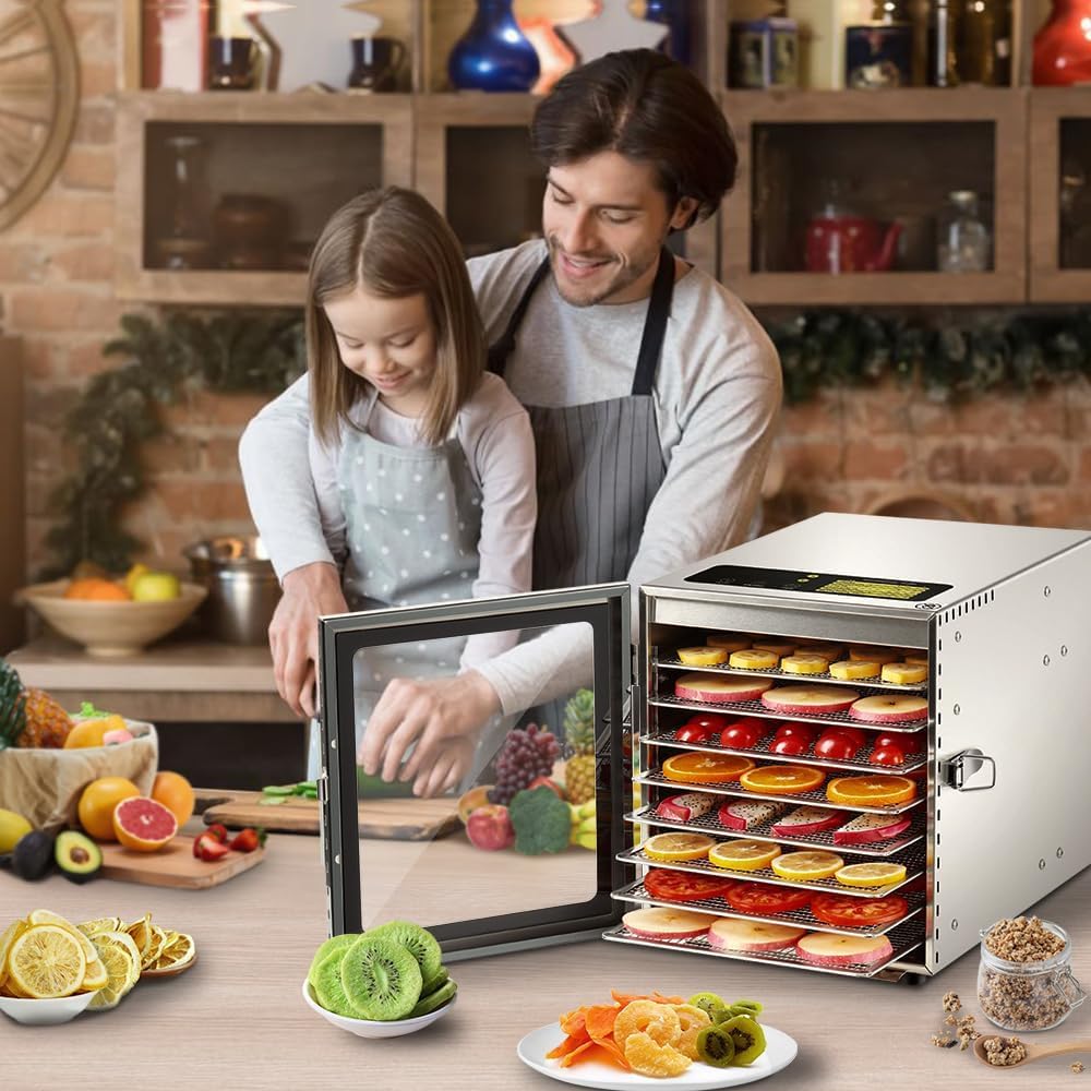 Food-Dehydrator for Jerky 12 Stainless Steel Trays, 800W Food-Dehydrator Machine for Home Use, Food-Dryers Machine for Fruit, Meat, Treats, Herbs, Vegetables