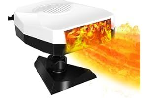 WODESID Portable Car Heater & Cooling Fan 12V 150W Heater for Car Windshield Defogger Defroster, Fast Heating, 360-degree Rotation (White+Black)