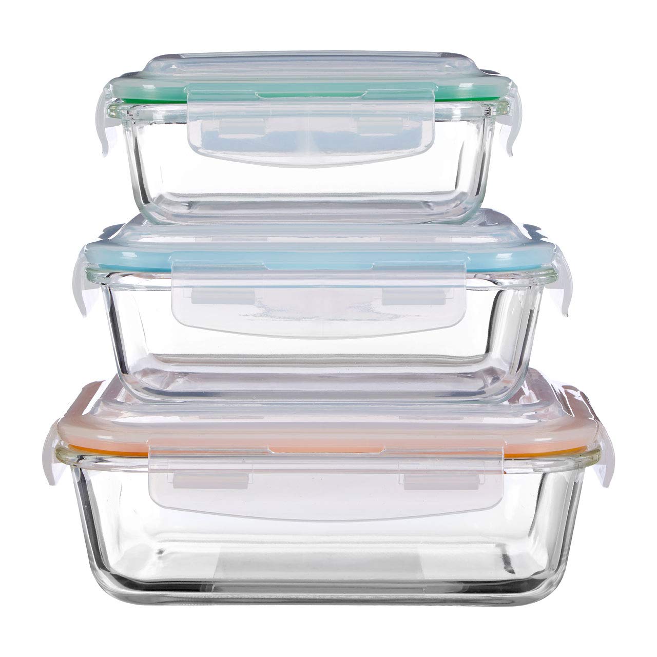 Premier Housewares Freska Glass Containers, Multi-Colour, Set of 3