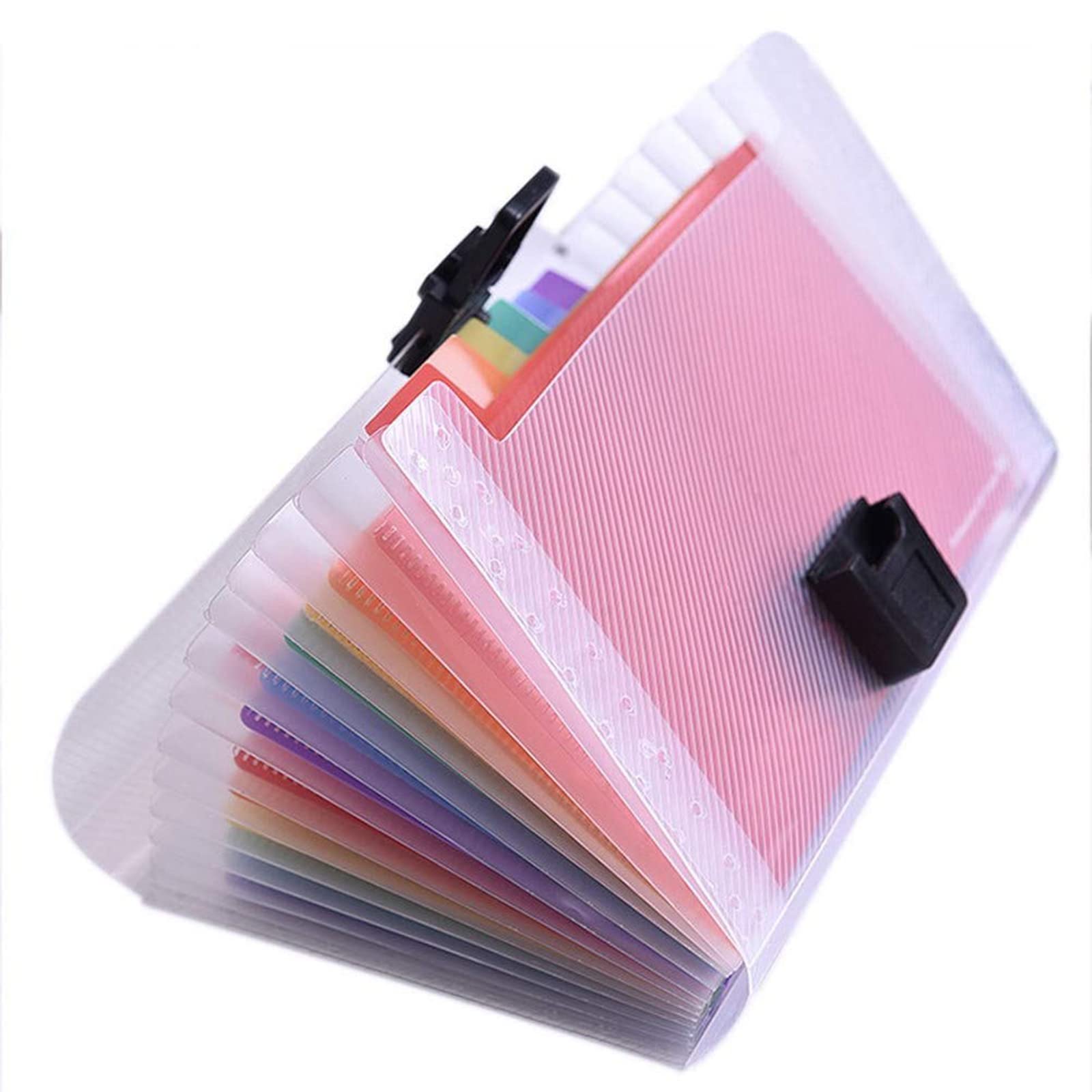 A6 Document Folder, 13 Compartments, Expandable Document Bag, Expanding Folder with Index Cards, Portable Folder for School, Home, Office, Travel (Multi-Colour)