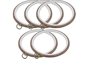 Joyangy 5 Pcs 6 Inch Embroidery Hoops, Round Imitated Wood Cross Stitch Hoop Rings for Art Craft Sewing, Circle Display Frame Kits for Embroidery Handy DIY Ornaments Decoration