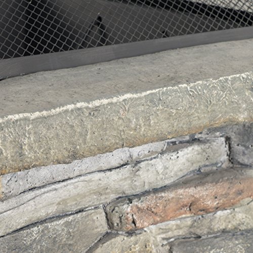 Christopher Knight Home Corporal Natural Stone Square Fire Pit, Light