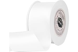 VATIN 2 inches Solid White Continuous Double Faced Polyester Satin Ribbon for Craft, Gift Wrapping, Hair Bow, Wedding Deco 25 Yard Spool