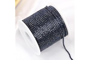 Rhinestone Chain - Size SS6 to SS12, Colorful Claw with Glass Rhinestones, Dense Cup Chain Trim for DIY Accessories (Color: M