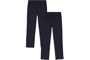 Approved School Wear ASW Boys' School Uniform Pull on Stretch Twill Pants, Drawstring Waist, Multipack
