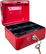 Requisite Needs Metal Money Box Tin 6 Inch Steel Cash Safe Box with Lock view 1