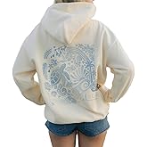 Yojeasrio Women Teen Girls Cute Embroidered Hoodie Y2k Floral Ocean Graphic Oversized Sweatshirt Aesthetic Preppy Clothes