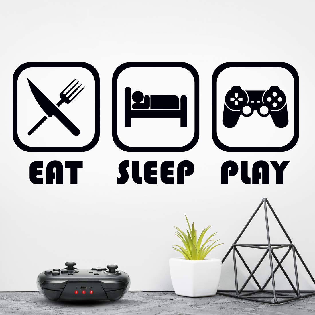 Eat Sleep Play Wall Stickers Boys Vinyl Sticker Game Decal Gaming Art Decor Gamer Picture boy Decal Poster Kitchen Nursery Decoration Kid Accessories Posters Home Children murals Decorations Kids