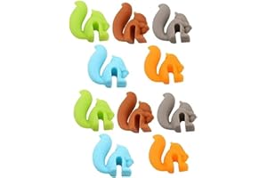 DREAMXUE 10 pcs Cute Squirrel Shape Silicone Tea Bag Holder Cup,Tea Bag Holder for Cup Hanging Tool Mug Candy Colors Gift Set Squirrel Drink Markers