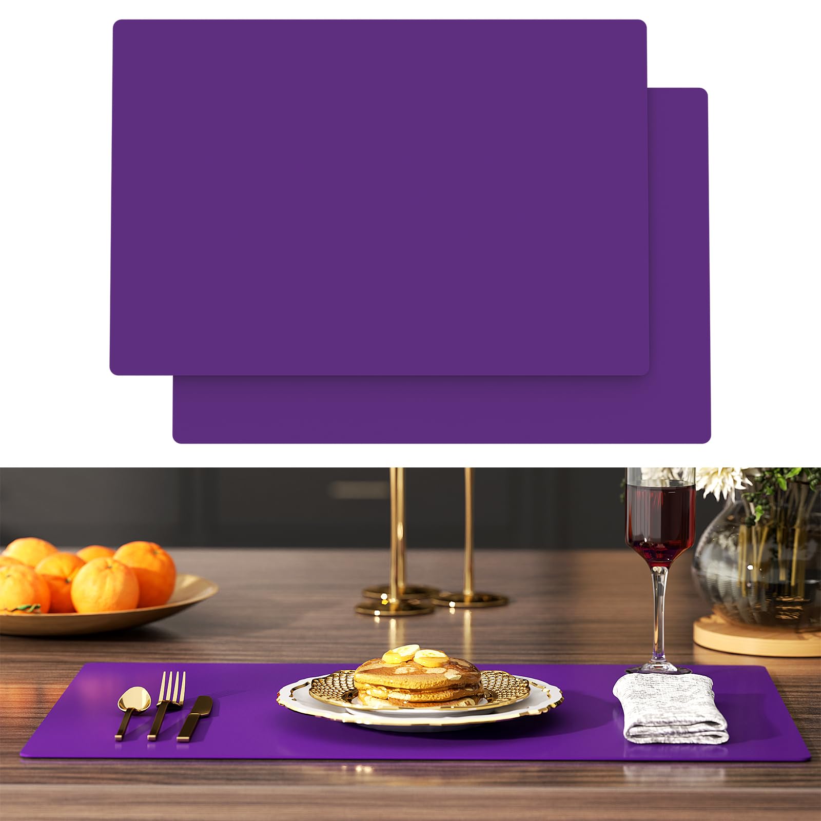 Photo 1 of 2-Pack Extra Thick Silicone Counter Mats - 24”x16” Large Heat Resistant Kitchen Countertop Protector, Non-Slip Hot Pad Trivet for Air Fryer, Hot Pots & Pans, Coffee Maker (Purple)