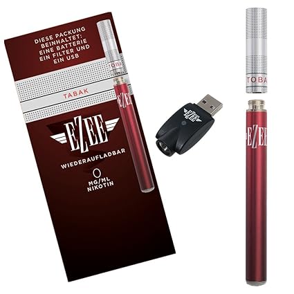 Ezee E Zigarette Starterset | e Shisha Tabak Geschmack | Wiederaufladbar Elektronische Verdampfer | Inklusive 1 nikotinfreie 