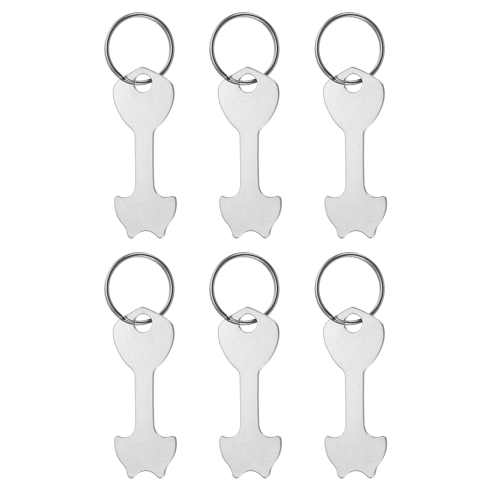 PATIKIL Shopping Trolley Token Key Ring, 6 Pack 2.4 Inch Stainless Steel Cart Remover Unlock Release Keychain for Grocery Shopping Carts, Silver Tone
