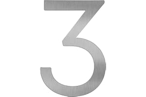 Adoorn 4 Inch Mailbox Numbers - Number 3, Silver Color, Each Sold Individually, Premium Metal Self Stick Address Numbers, Weatherproof Mailbox Numbers for Outside