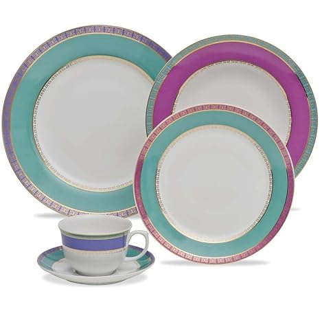 Oxford 7891361924967 30 Piece Flamingo Dinnerware Set, Jewel