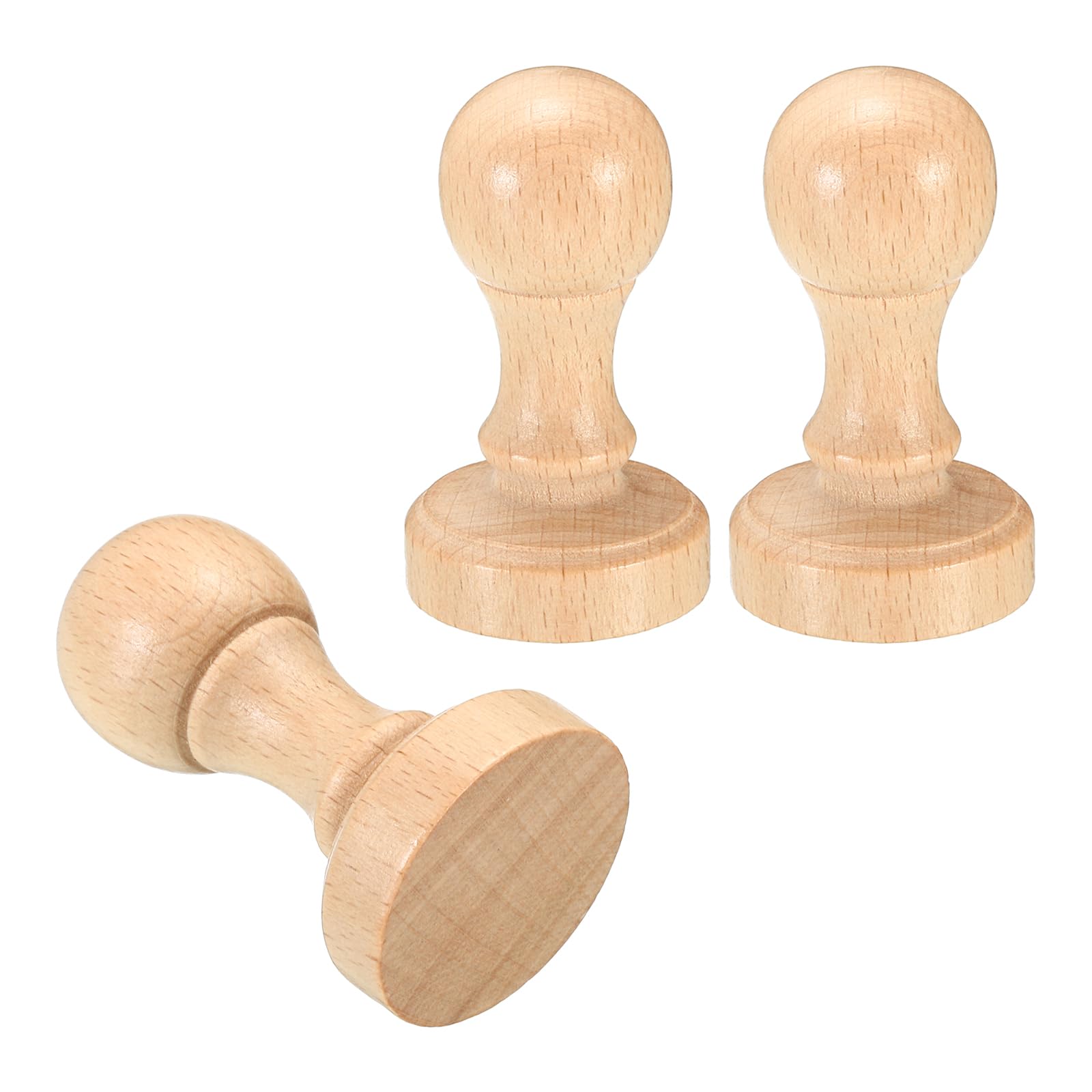 PATIKIL 35mm Stamp Wood Round Handle, 3 Pack Wooden Knobs Stamp Mounts Drawer Pulls for Stamp Making DIY Crafting Scrapbooking, Brown