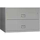 PHOENIX SAFE44 inch 2-Drawer Lateral Fireproof File Cabinet, Legal and Letter Size Filing, Key Lock, Water Seal, Fire Safe and Impact Rated, Light Gray Finish, LAT2W44LG