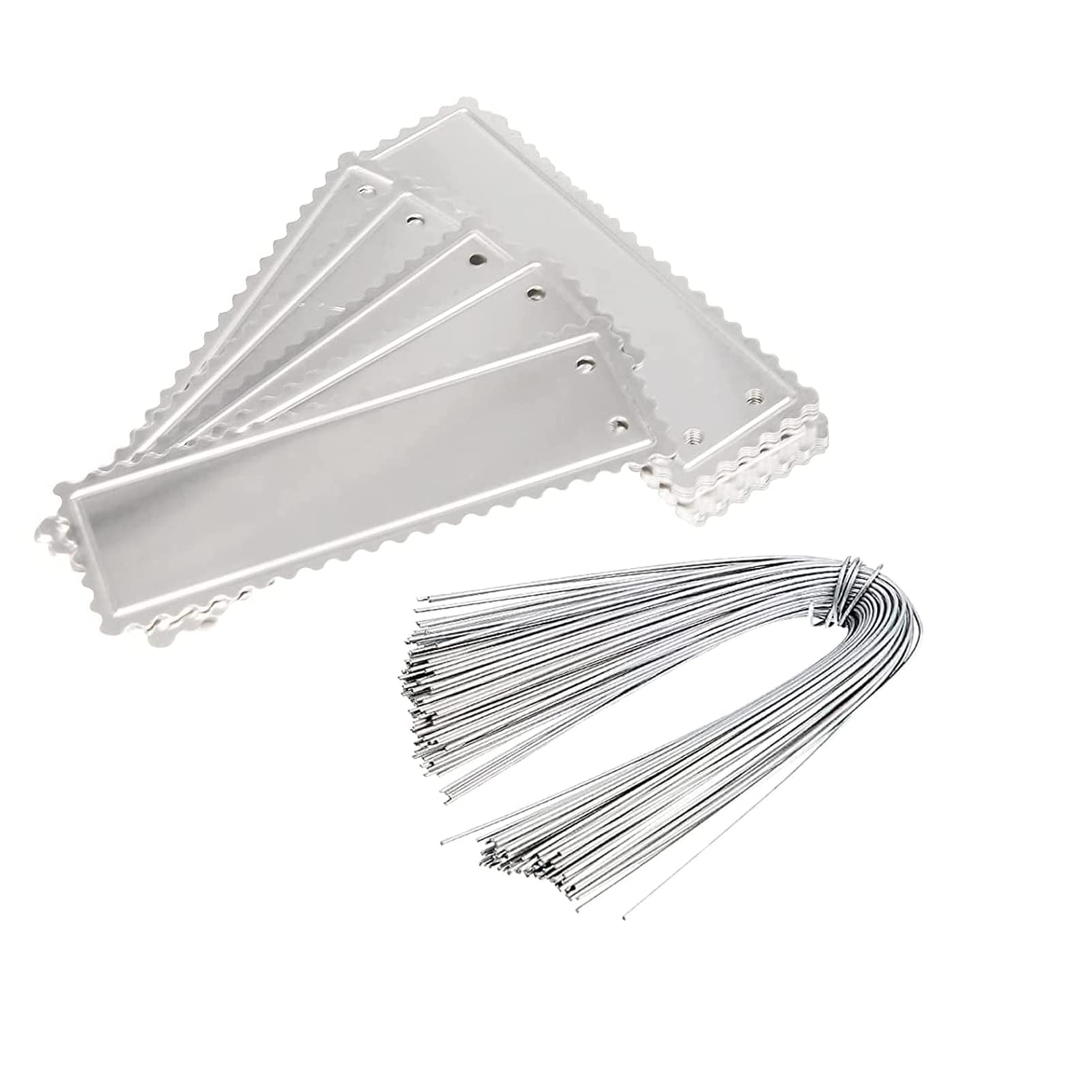 100 Pieces Aluminum Plant Labels Reusable Metal Plant Tags Tree ID Tags Pot Label Tag Marker with Metal Wires for Indoor Outdoor Gardening (Small, Silver with Curved Edge)