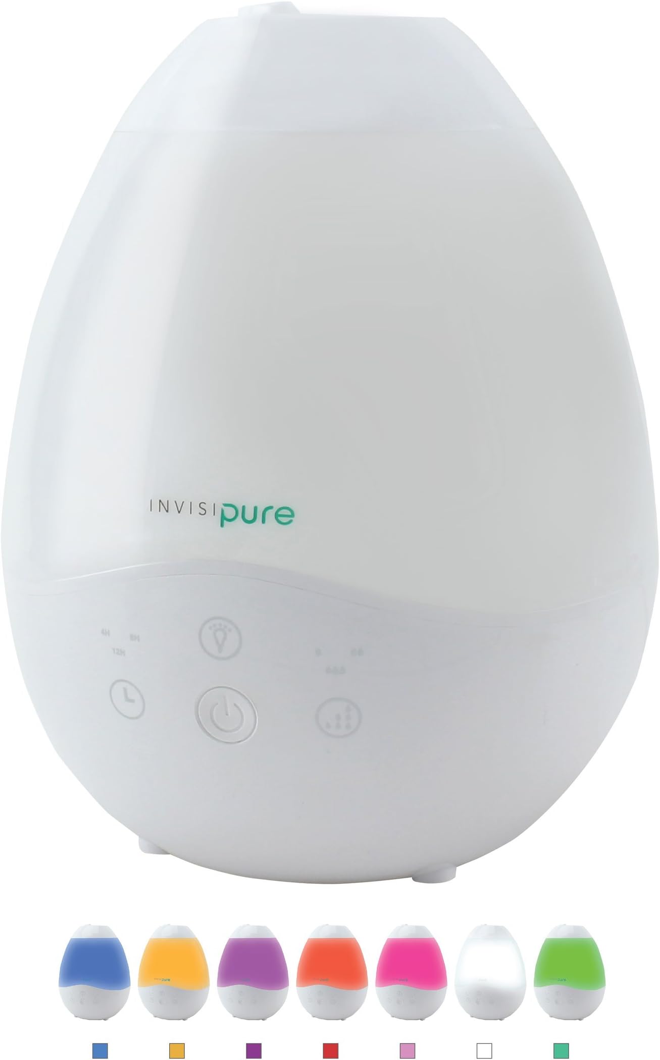 InvisiPure [Newly Updated] Luna Cool Mist Humidifier - Top Fill + Essential Oil Diffuser - LED Night Light (7 Colors) - Easy to Clean & Fill - 3 Mist Levels, Timer, Auto Shutoff & 2.5L Water Tank