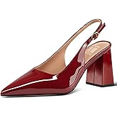 heelchic Chunky Heels for Women Pumps Closed Toe Slingback Block Heels Slip on Wedding Dressy Comfortable Shoes