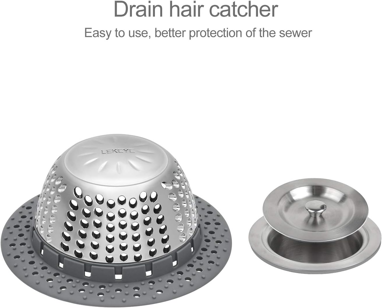 LEKEYE Drain Hair Catcher/Bathtub Drain Cover/Drain Protector for Pop-Up & Regular Drains(Patented Product): Home & Kitchen