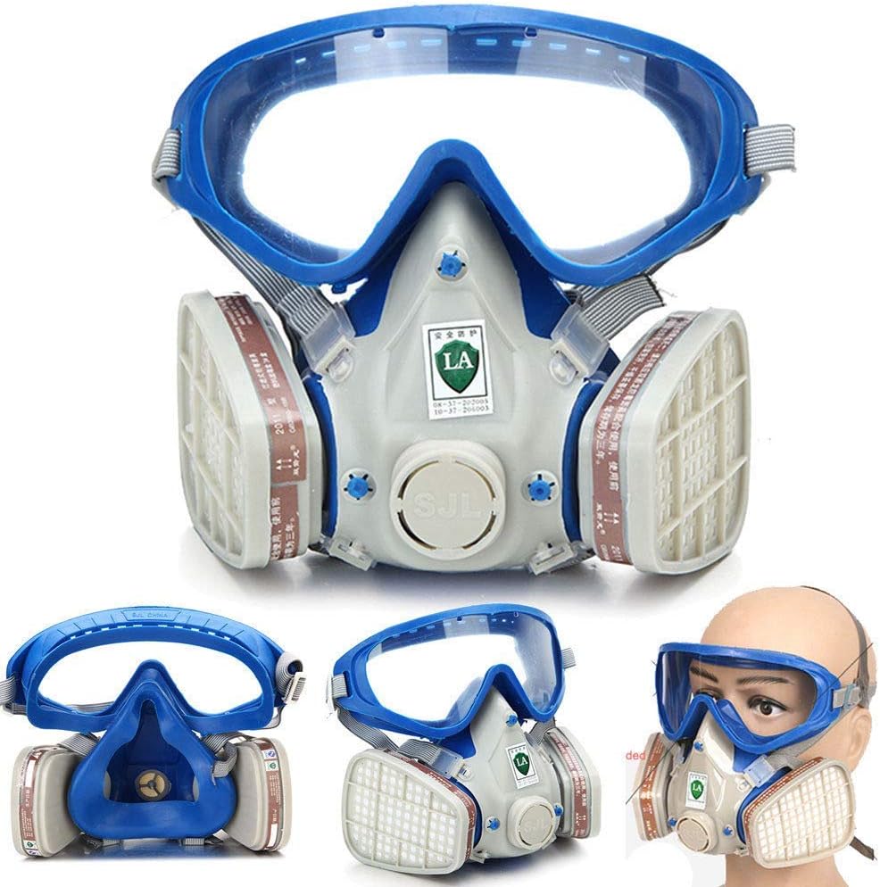 Chidi Toy Full Face Respirator Mask Dual Filter Promote Breathing Dust Mask Gas Mask Dustproof Chemical Mask for Work Protection