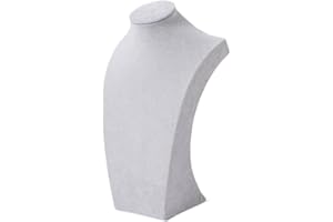 Necklace Display Stand, 30cm (12 inch) Gray Velvet Jewelry Holder Bust for Organization & Showcase