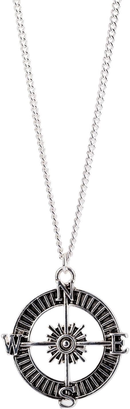 SIX 1 pc. of Male Jewelry, Necklace, Compass, Pendant, Silver, for him (275-855)