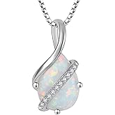 YL Teardrop Necklace 925 Sterling Silver Infinity Pendant 10x14 MM Birthstone Jewelry for Women