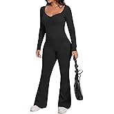 AZ thriving Women's Casual 2 Piece Yoga Pant Outfit Long Sleeve V Neck Top & Flare Leggings Sets