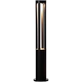 Round Black LED Garden Aluminum Light, Decorative Outdoor Bollard Light for Garden, Pathway, and Driveway