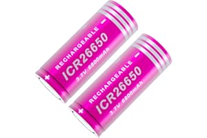 BENKIA 26650 Rechargeable Battery 3.7Volt 6800mAh High Capacity Flat Top 2 Pack 26650 Batteries for Headlamp LED Flashlight