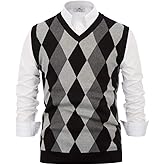 Paul Jones Men's Argyle Sweater Vest Knitted Casual V-Neck Pullover Vest