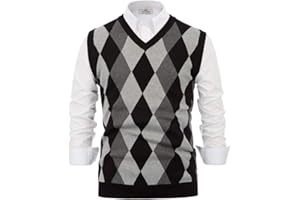 PJ PAUL JONES Paul Jones Men's Argyle Sweater Vest Knitted Casual V-Neck Pullover Vest