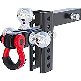 Ayleid Trailer Hitch Tri-Ball Mount with Hook&Pin&Rotatable Tow Shackle,Fits 2-in Receiver with 1-7/8-in,2-in,2-5/16-in Hitch Ball, Adjustable with Shackle