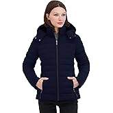 Nautica Women's Short Stretch Puffer Jacket With Fur Hood